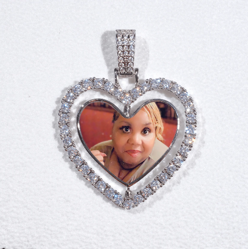 3D Spinning 2-Faced Heart Custom Picture Pendant