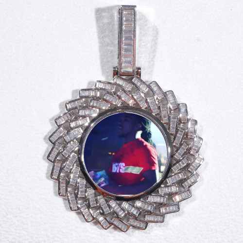 Large 3D Baguette Custom Picture Pendant