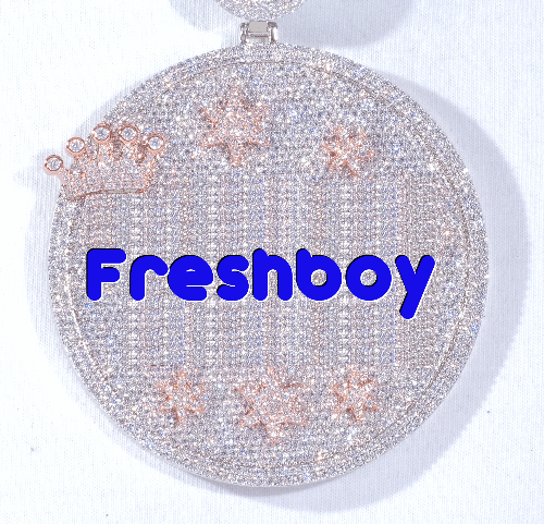 CUSTOM LETTER NECKLACE 3D BIG CROWN DISC