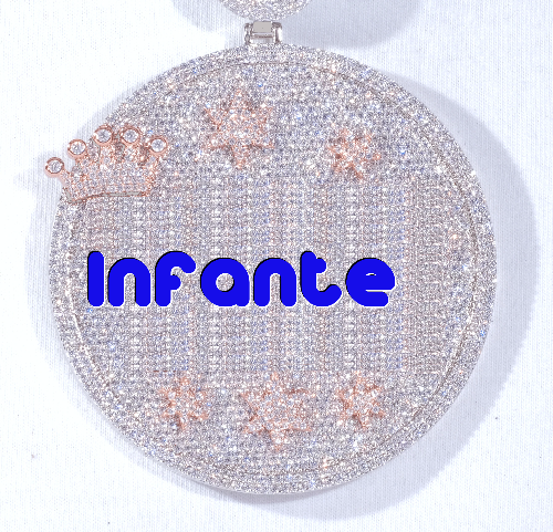 CUSTOM LETTER NECKLACE 3D BIG CROWN DISC