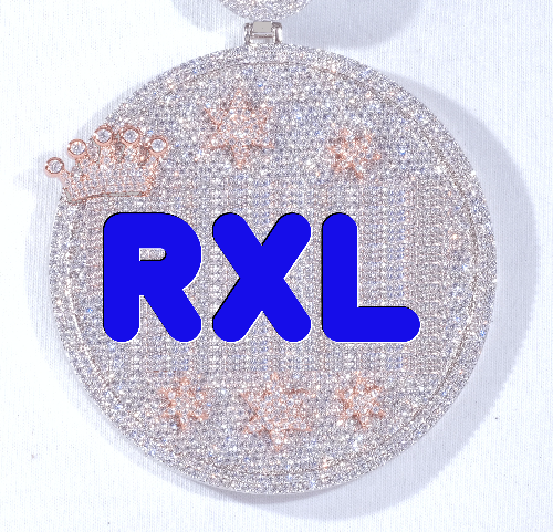 CUSTOM LETTER NECKLACE 3D BIG CROWN DISC
