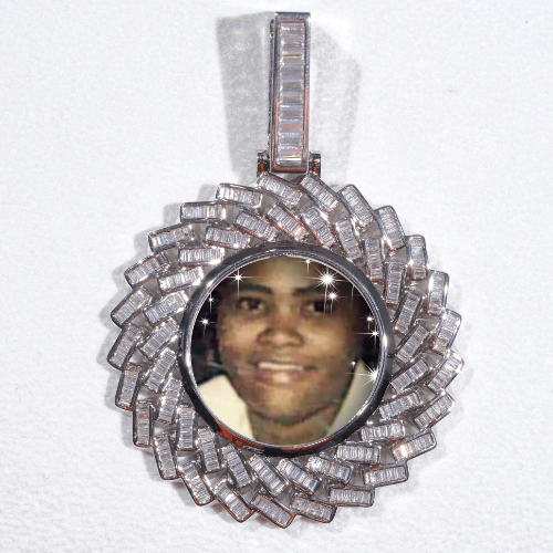 Large 3D Baguette Custom Picture Pendant