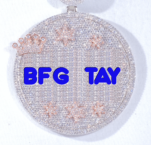 CUSTOM LETTER NECKLACE 3D BIG CROWN DISC