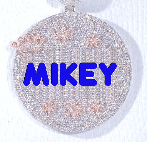 CUSTOM LETTER NECKLACE 3D BIG CROWN DISC
