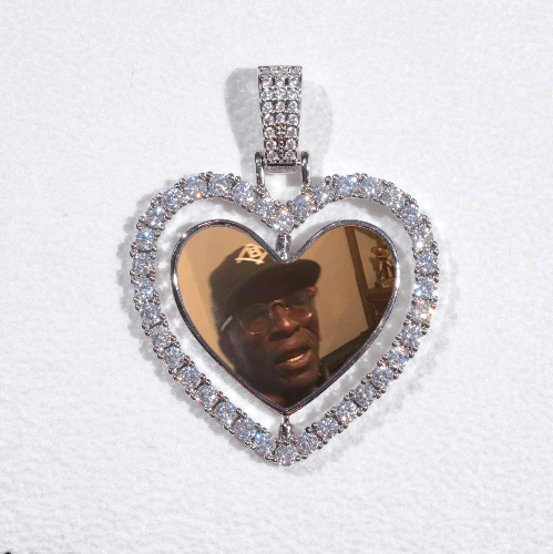 3D Spinning 2-Faced Heart Custom Picture Pendant