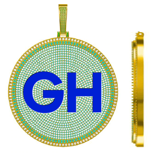 CUSTOM LETTER NECKLACE 3D BIG DISC