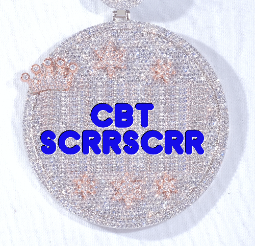 CUSTOM LETTER NECKLACE 3D BIG CROWN DISC