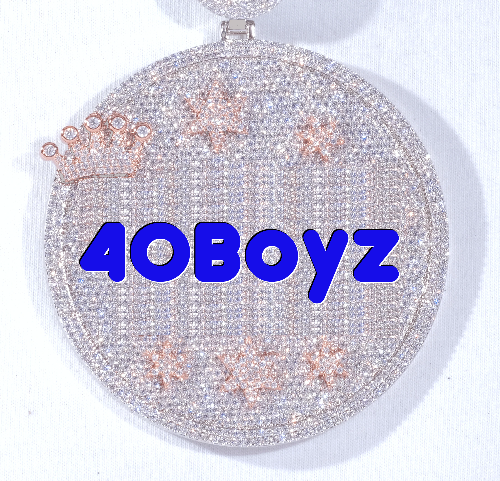 CUSTOM LETTER NECKLACE 3D BIG CROWN DISC