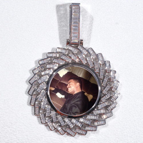 Large 3D Baguette Custom Picture Pendant