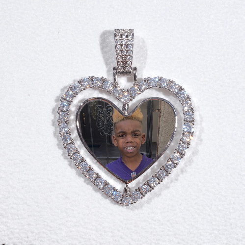 3D Spinning 2-Faced Heart Custom Picture Pendant