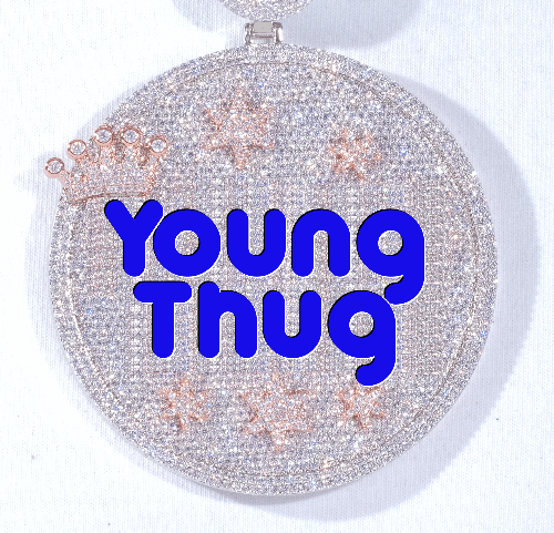 CUSTOM LETTER NECKLACE 3D BIG CROWN DISC