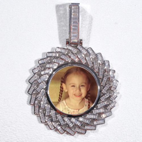 Large 3D Baguette Custom Picture Pendant