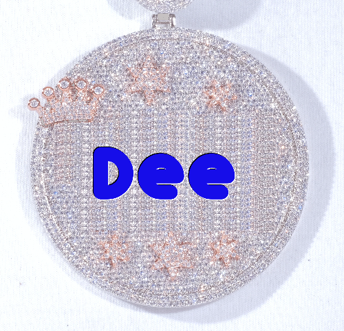 CUSTOM LETTER NECKLACE 3D BIG CROWN DISC