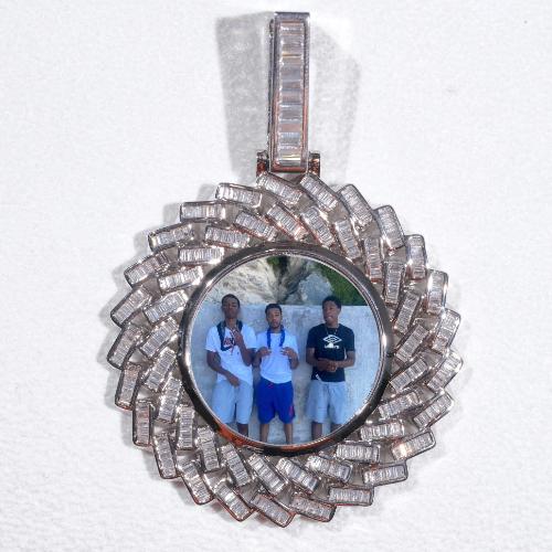 Large 3D Baguette Custom Picture Pendant