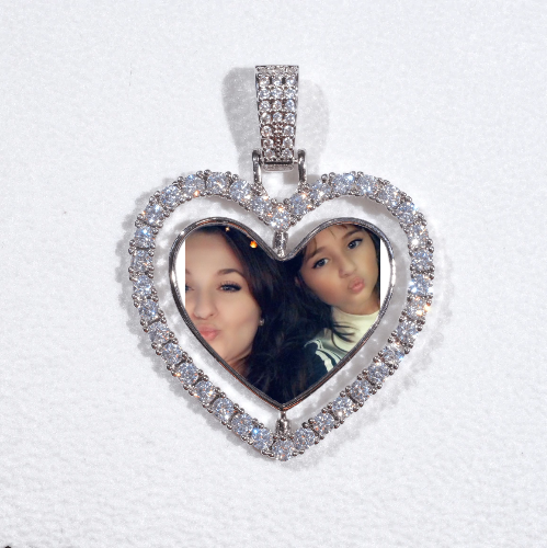 3D Spinning 2-Faced Heart Custom Picture Pendant