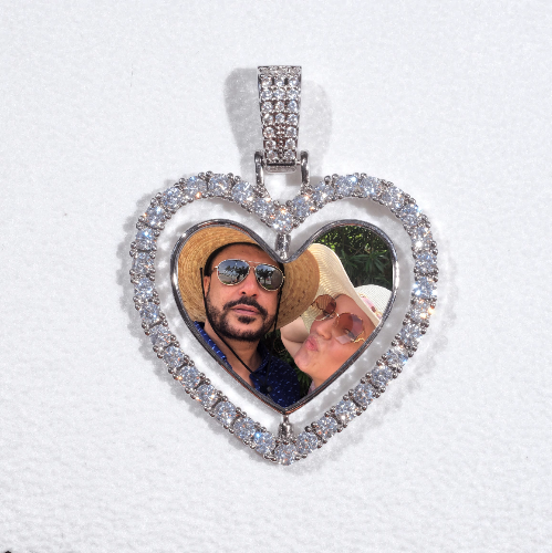 3D Spinning 2-Faced Heart Custom Picture Pendant