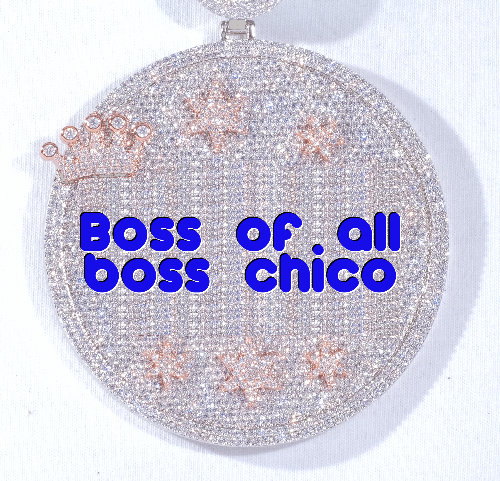 CUSTOM LETTER NECKLACE 3D BIG CROWN DISC