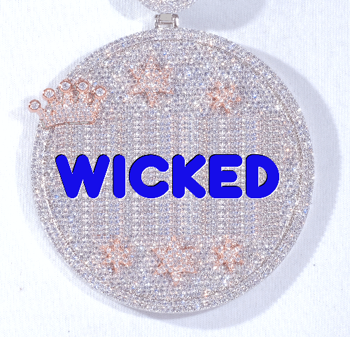 CUSTOM LETTER NECKLACE 3D BIG CROWN DISC