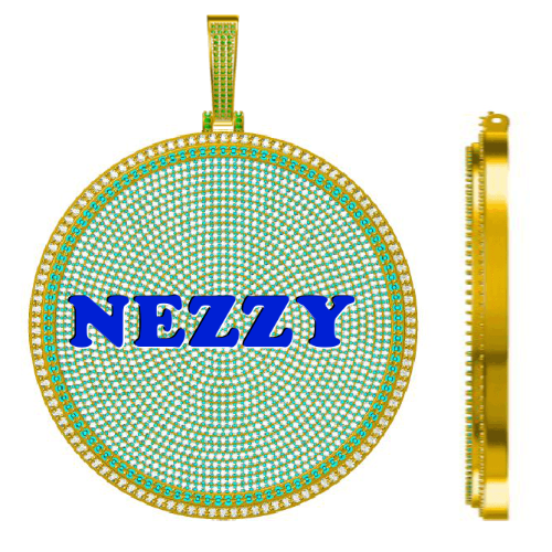 CUSTOM LETTER NECKLACE 3D BIG DISC
