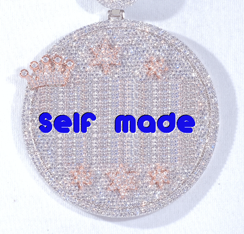 CUSTOM LETTER NECKLACE 3D BIG CROWN DISC