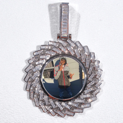Large 3D Baguette Custom Picture Pendant