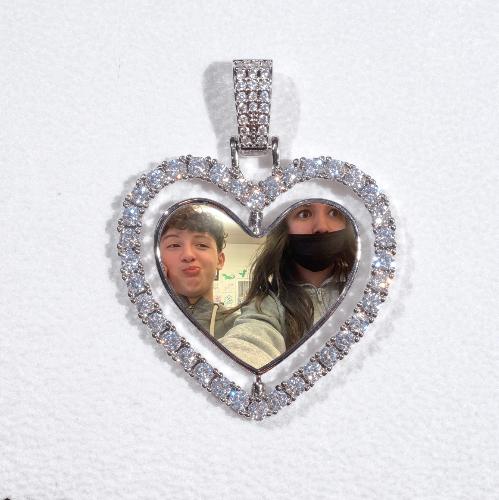 3D Spinning 2-Faced Heart Custom Picture Pendant
