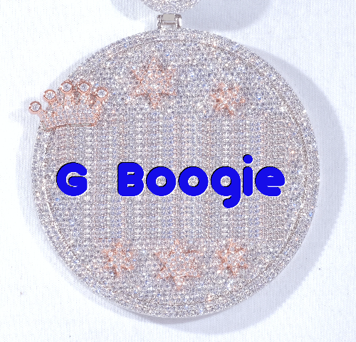 CUSTOM LETTER NECKLACE 3D BIG CROWN DISC