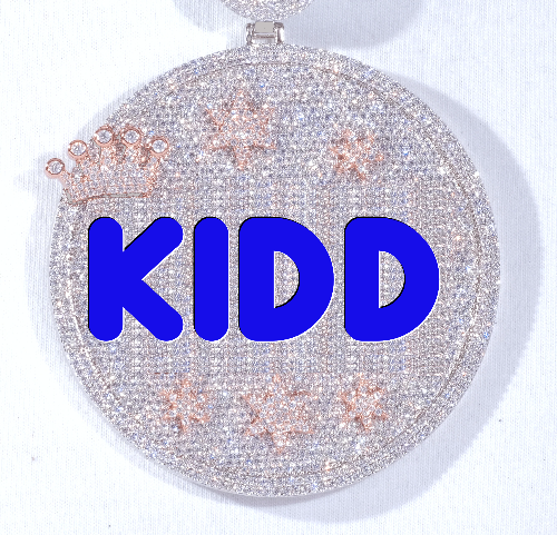 CUSTOM LETTER NECKLACE 3D BIG CROWN DISC