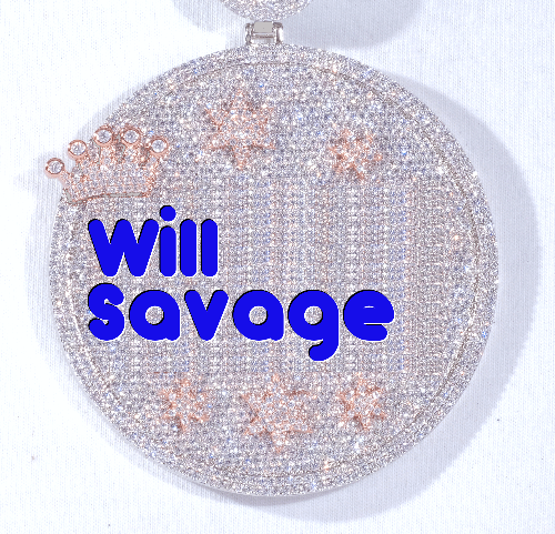 CUSTOM LETTER NECKLACE 3D BIG CROWN DISC