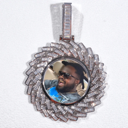 Large 3D Baguette Custom Picture Pendant