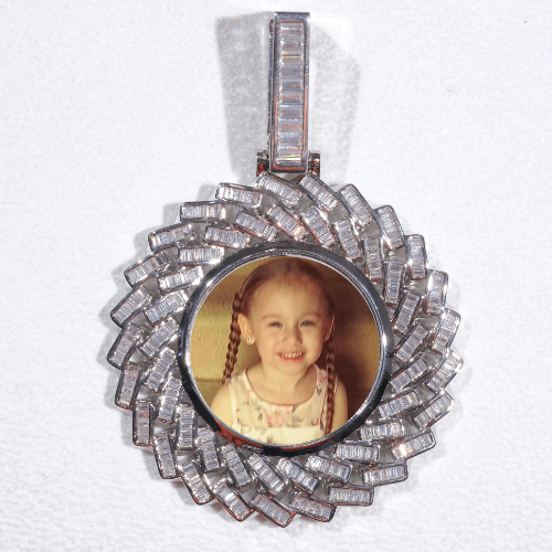 Large 3D Baguette Custom Picture Pendant