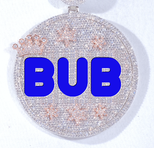 CUSTOM LETTER NECKLACE 3D BIG CROWN DISC