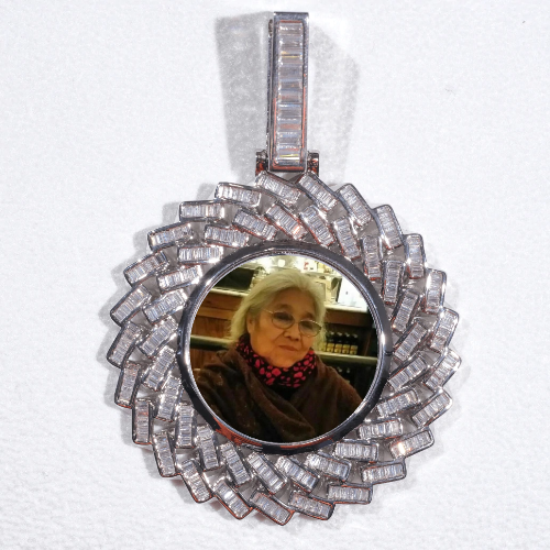 Large 3D Baguette Custom Picture Pendant