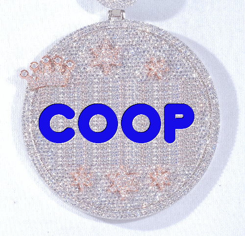 CUSTOM LETTER NECKLACE 3D BIG CROWN DISC