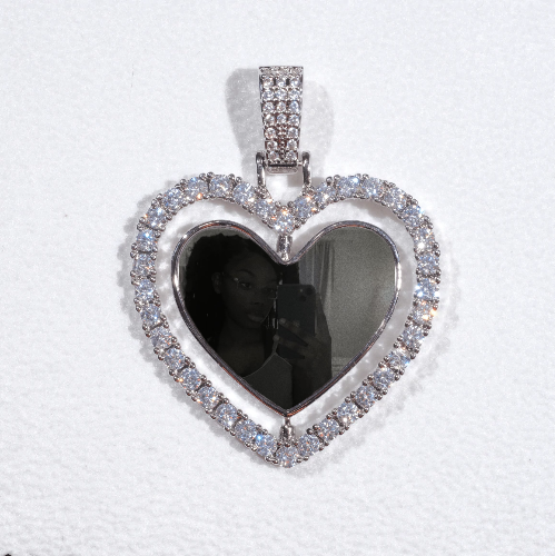 3D Spinning 2-Faced Heart Custom Picture Pendant