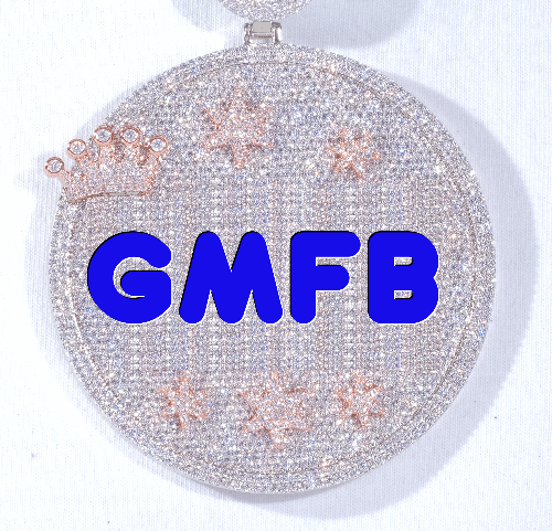 CUSTOM LETTER NECKLACE 3D BIG CROWN DISC