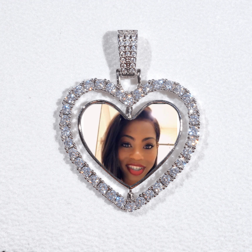 3D Spinning 2-Faced Heart Custom Picture Pendant
