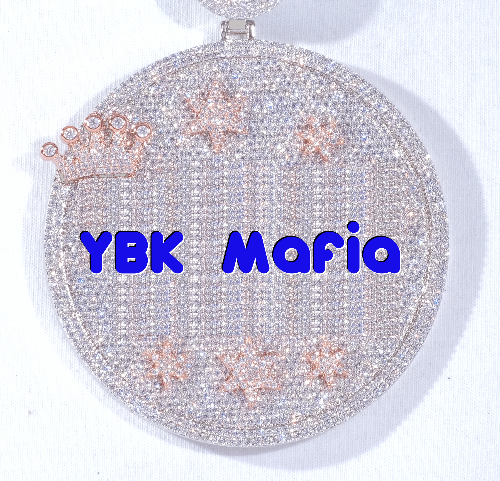 CUSTOM LETTER NECKLACE 3D BIG CROWN DISC