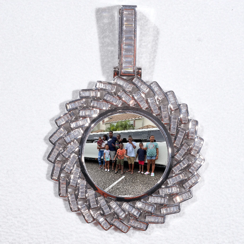 Large 3D Baguette Custom Picture Pendant