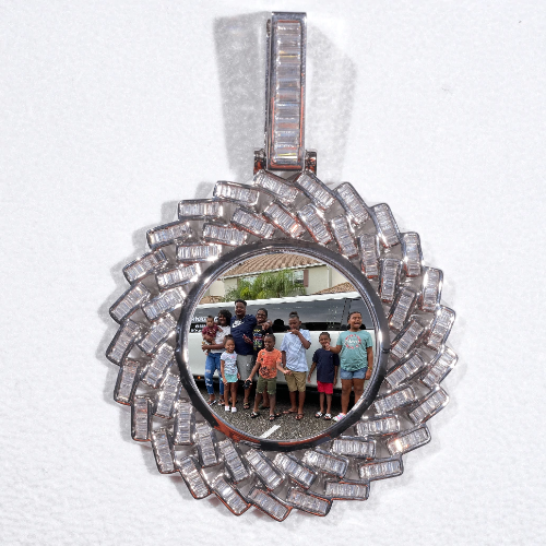Large 3D Baguette Custom Picture Pendant