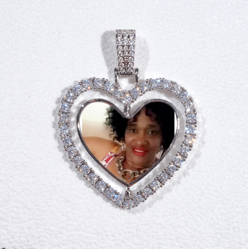 3D Spinning 2-Faced Heart Custom Picture Pendant