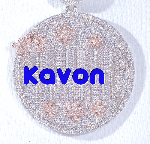CUSTOM LETTER NECKLACE 3D BIG CROWN DISC