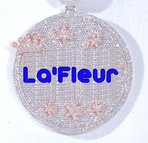 CUSTOM LETTER NECKLACE 3D BIG CROWN DISC