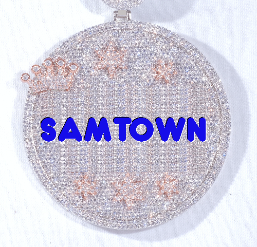 CUSTOM LETTER NECKLACE 3D BIG CROWN DISC