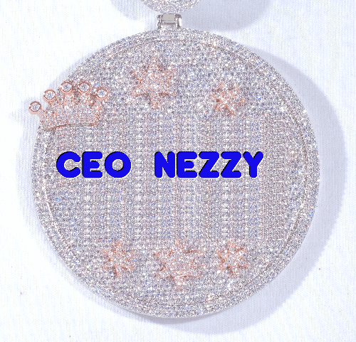 CUSTOM LETTER NECKLACE 3D BIG CROWN DISC