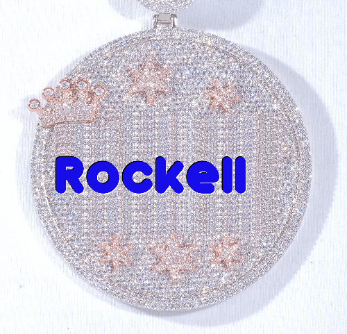 CUSTOM LETTER NECKLACE 3D BIG CROWN DISC