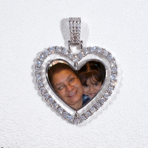 3D Spinning 2-Faced Heart Custom Picture Pendant