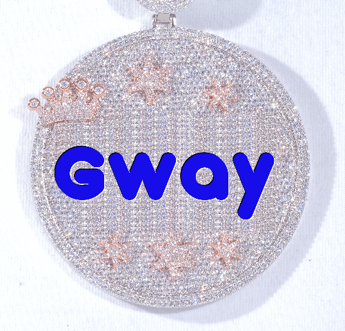 CUSTOM LETTER NECKLACE 3D BIG CROWN DISC