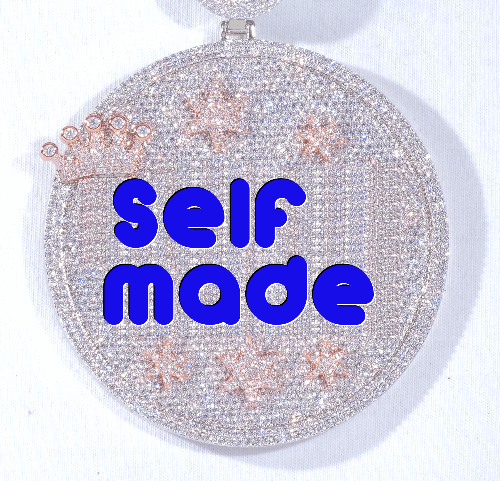 CUSTOM LETTER NECKLACE 3D BIG CROWN DISC