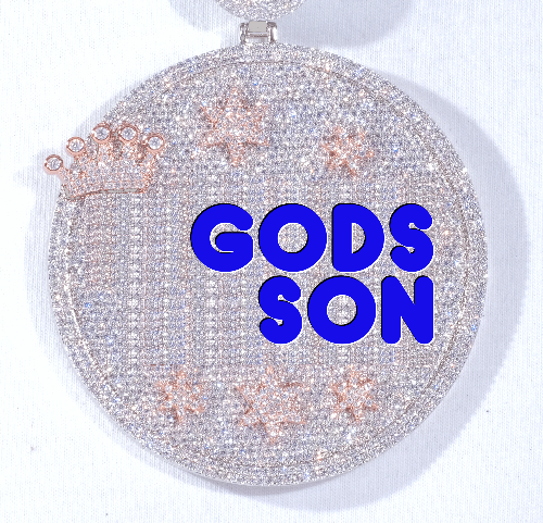 CUSTOM LETTER NECKLACE 3D BIG CROWN DISC